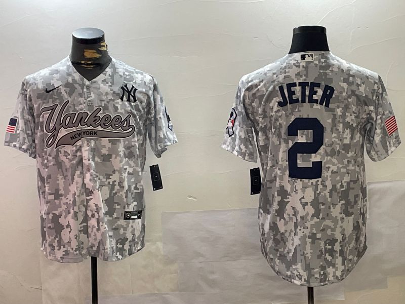Men New York Yankees #2 Jeter Camo Joint Name 2024 Nike MLB Jersey style 1->new york yankees->MLB Jersey